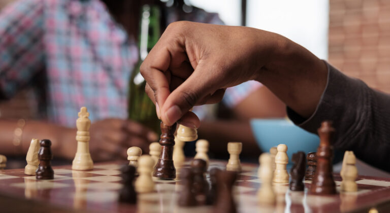 Chess players at an Eiker Sjakklubb tournament