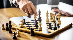 Chess players at an Eiker Sjakklubb tournament